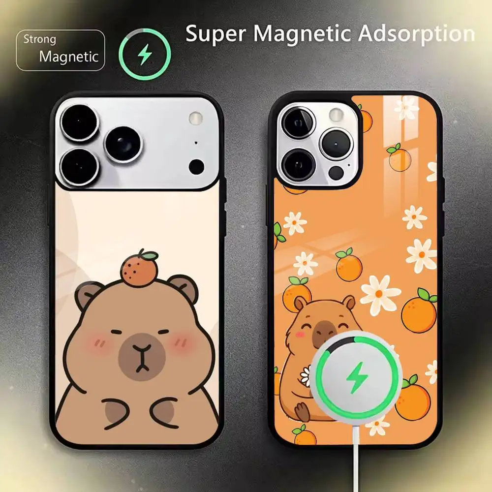 

Super Healing Capybara For IPhone17 16 15 14 13 12 11 Plus Pro Max Plus Wireless Charger Phone Case