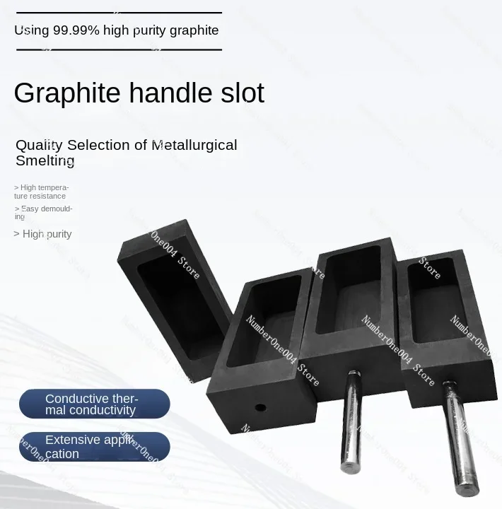 High Purity Graphite Tank with Handle Dissolved Gold and Silver Copper Mold High-Temperature Resistance Anti-Scald Graphite