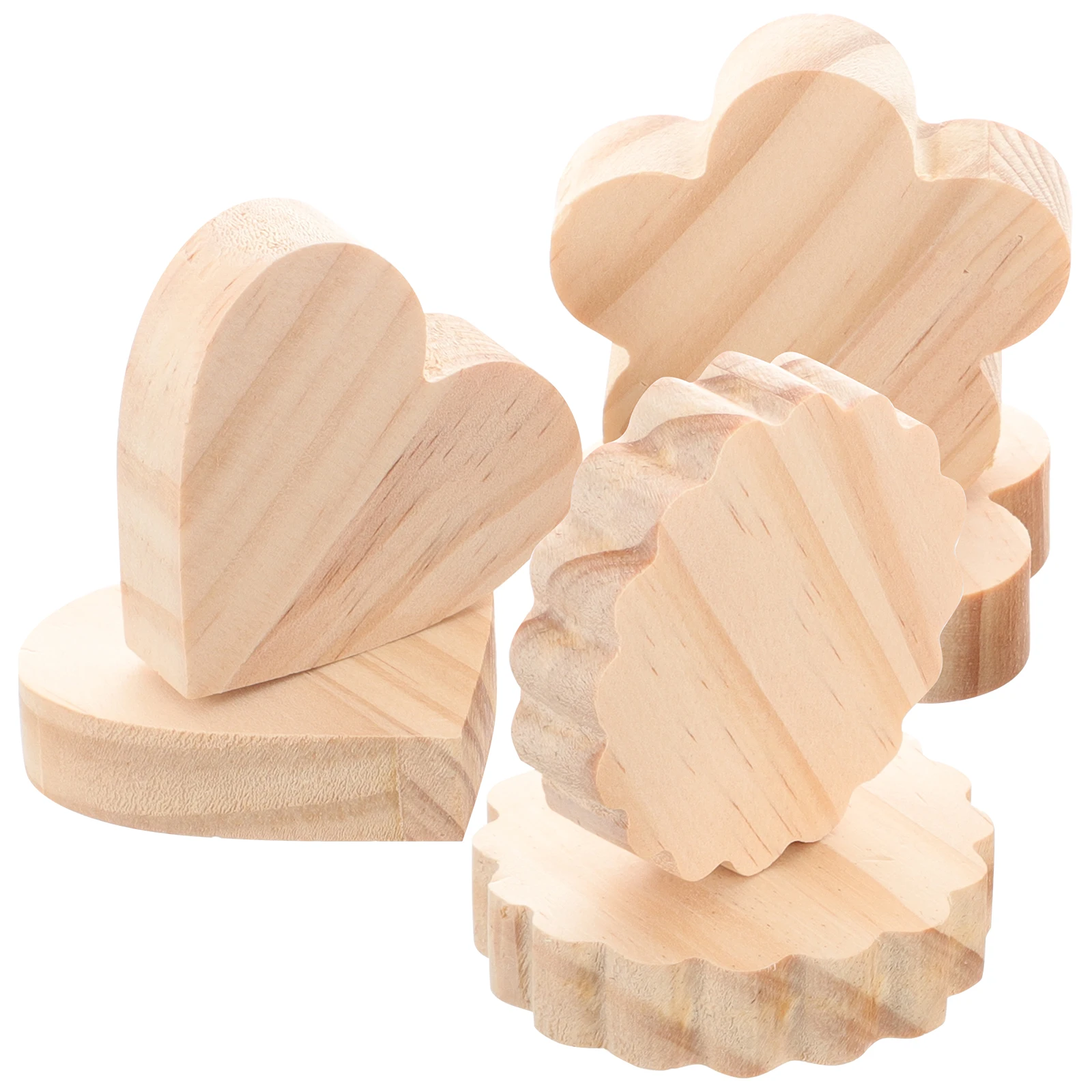 

6pcs Wooden Plaques For Crafts Unfinished Wood Base Holders Wood Plaque Stands Durable Coasters Trays Diy