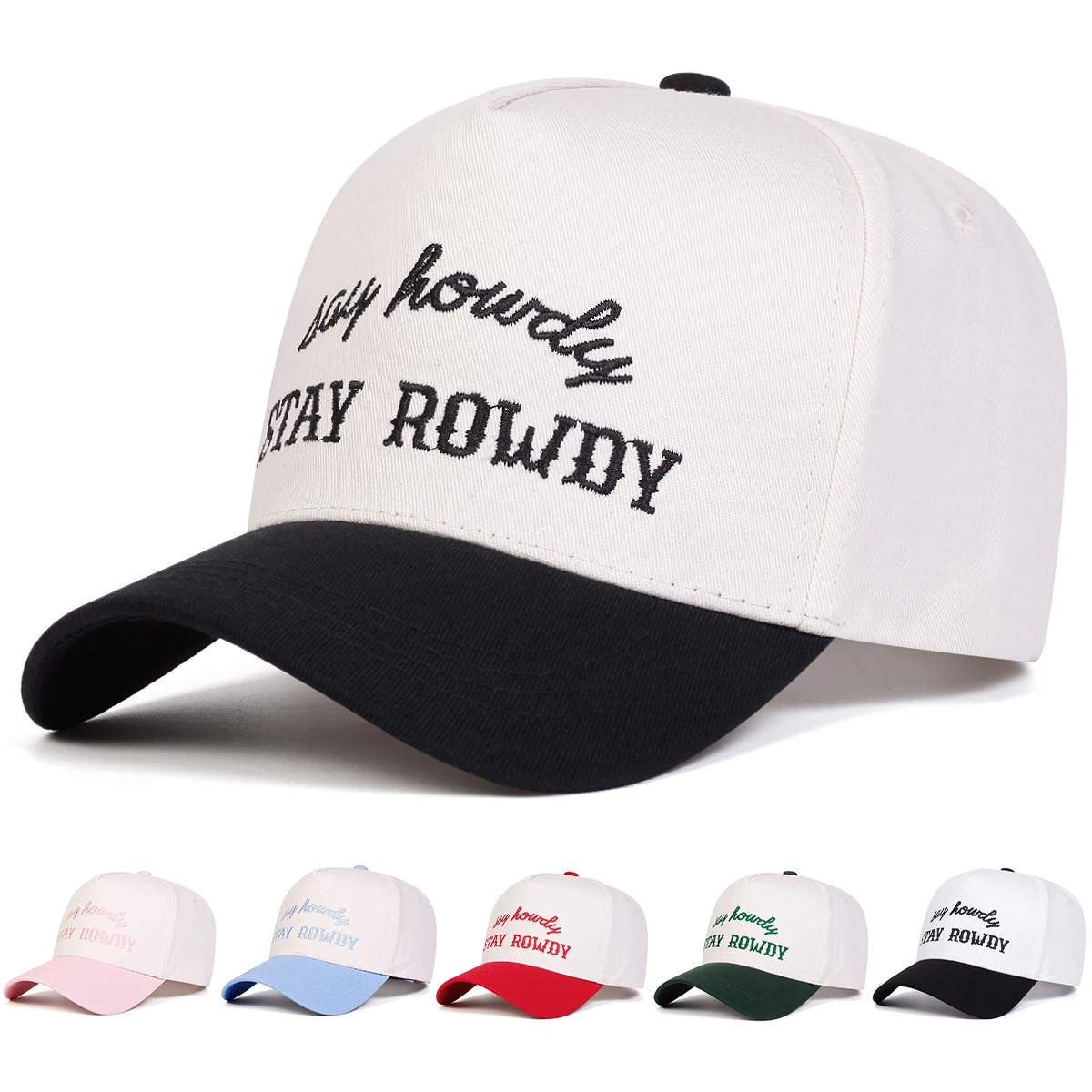 Unisex STAY ROWDY Baseballkappen mit Buchstabenstickerei, verstellbar, für den Außenbereich, für Frühling und Herbst, lässiger Sonnenschutzhut