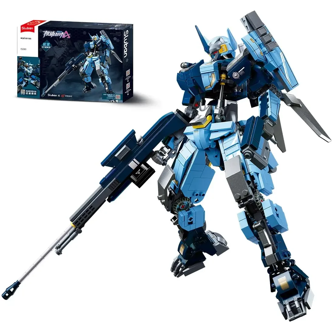 752PCS War Mecha Building Blocks Blue Robot Mecha Figure Heavy Weapon Model Bricks Desktop Decoration DIY Toys For Kids Gifts