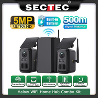 Sectec 5MP Solar Battery Camera with Home Hub Combo Kit 7800mAh Powered by Solar Panel WIFI CCTV Outdoor Surveillance Set