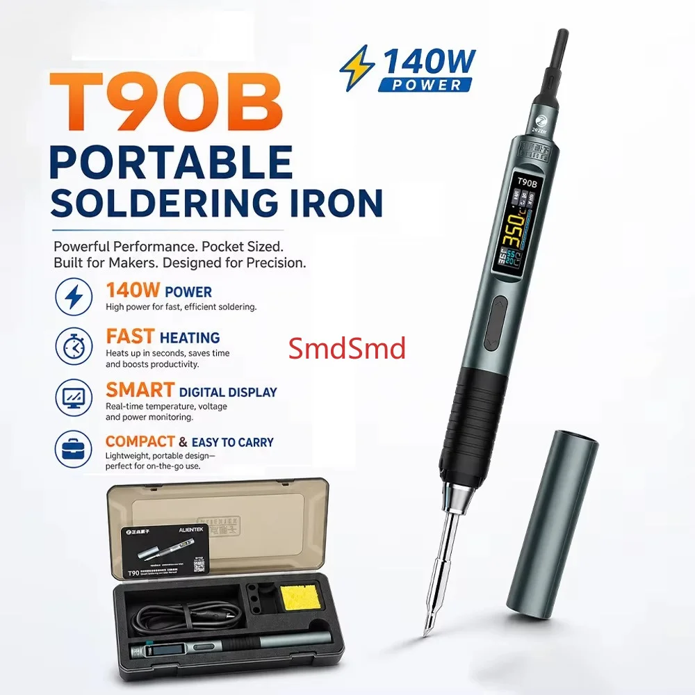 T90B Smart Soldering Iron PD3.1 18‑140W Adjustable Power PID Controlled Portable Welding Repair Tool T245-KU Tip