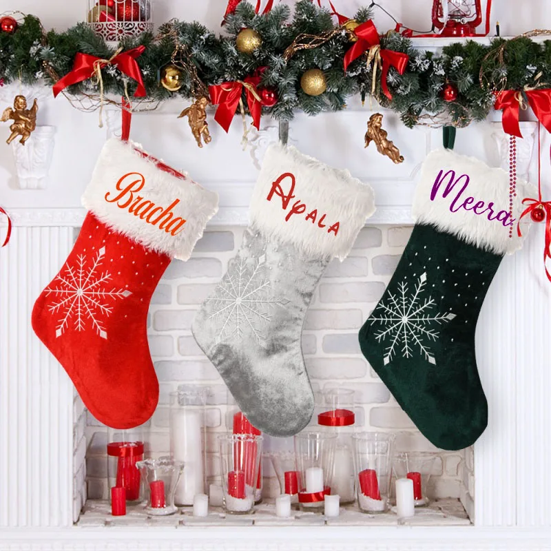 

Personalized Printing of New Christmas Decorations, Electric Embroidery Of Snowflakes, Christmas socks, High-end Gift Bags