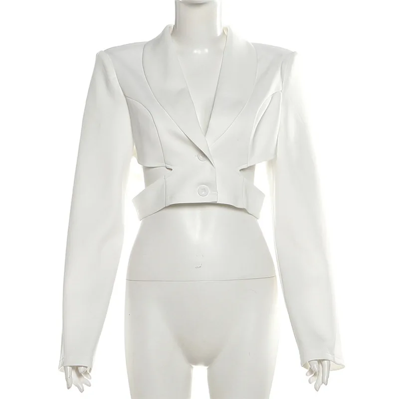 HKSH 2025 herbst Neue Frauen Kurze Blazer Einfarbig Aushöhlen Slim Fit Einreiher Elegante Flut Büro Dame Jacken HK12252