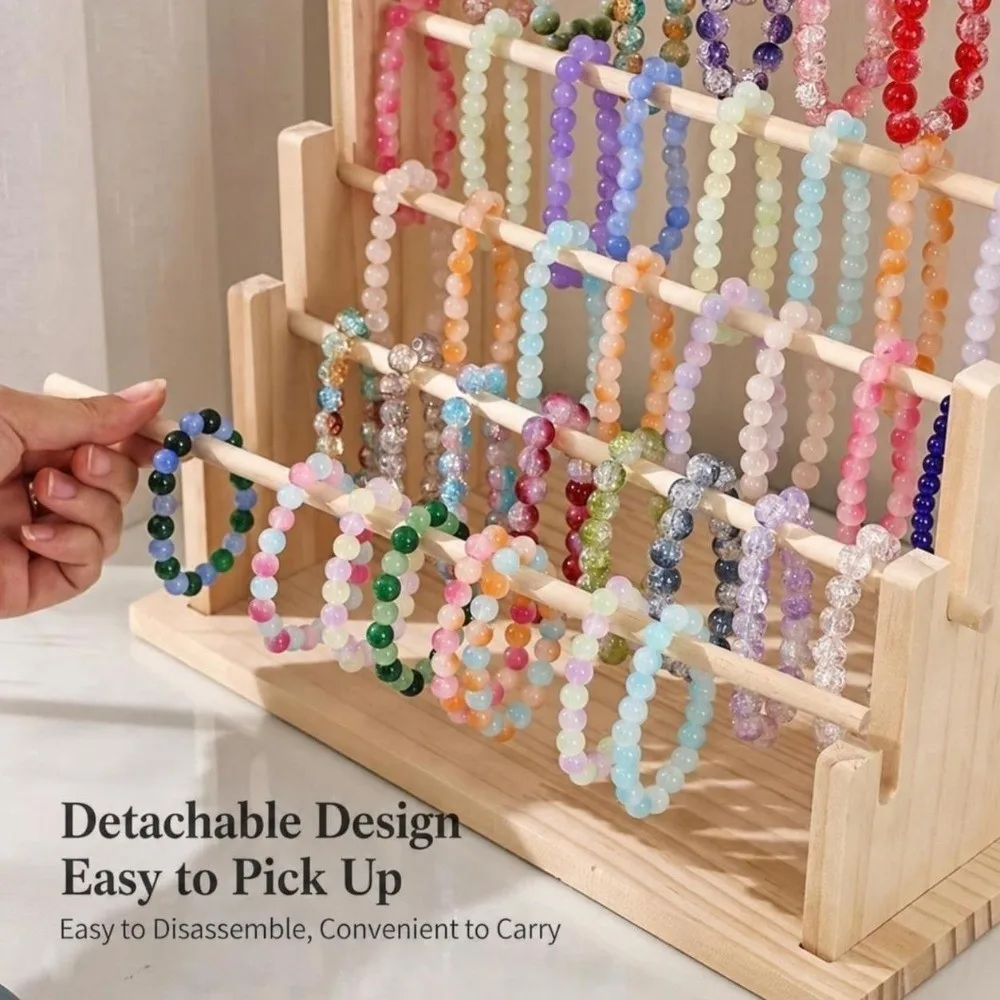 Wooden Jewelry Display Stand Multi Tier Detachable Bracelet Storage Rack Keychain Organizer Shop Retail & Home Use