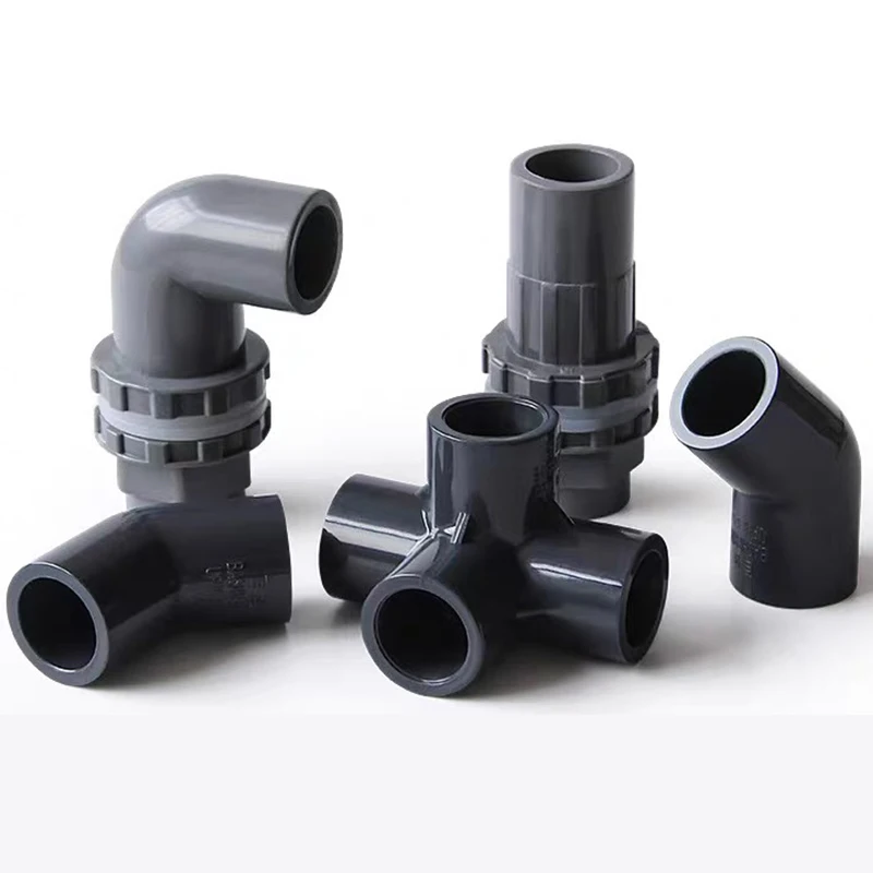 موصل ري للحدائق من كلوريد البولي فينيل الرمادي الداكن ، مفصل اتحاد مباشر ، وصلات الغطاء النهائي للصرف في خزان حوض السمك ، 16 المحملة الكوع