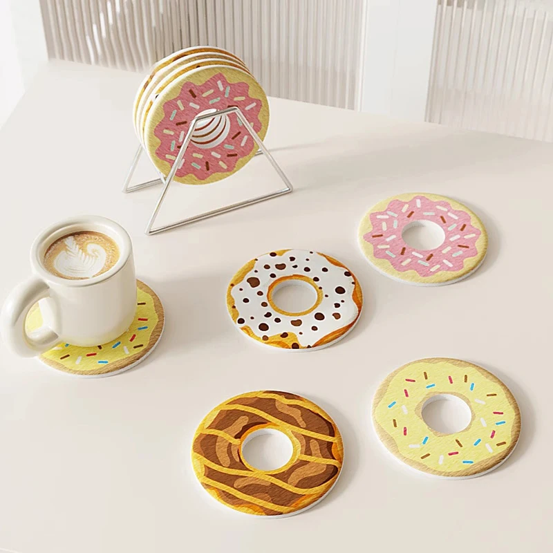 

1pc New Donut Round Coaster Desktop Drain Pad Office Tea Cup Water Cup Storage Pad Hard Diatom Mud