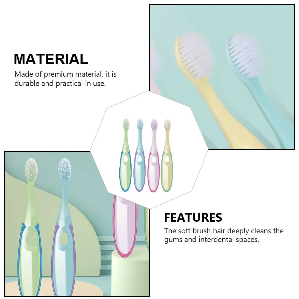 4 قطعة فرشاة أسنان الأطفال شعيرات ناعمة تنظيف قوي خفيفة الوزن المحمولة أداة العناية بالأسنان فرشاة أسنان للأطفال العناية باللثة #4