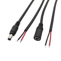 DC Power Pigtails Cable DC 5.5mm x 2.1mm Male Female to Bare Wire Open End 18AWG Wires Connector for CCTV Camera LED Strip Light