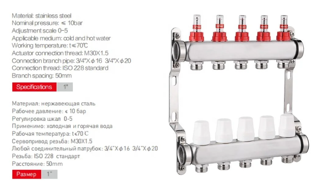 Sunfly XF26015 Full Brass Manifold for Water Pipe Water Separator Floor Heating System Brass Plumbing Manifold