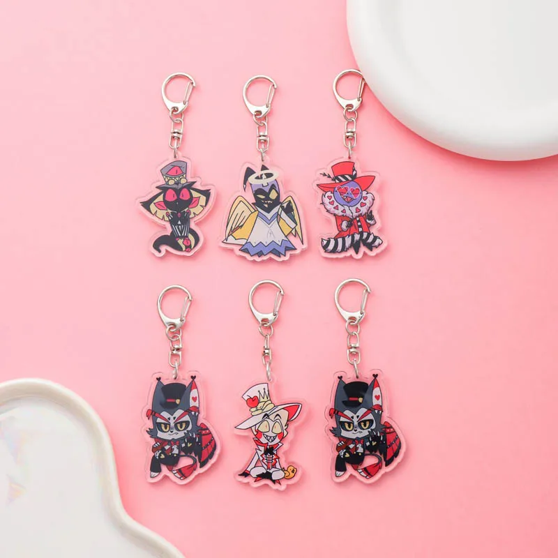 Anime Hazbin Hotel Acrylic Keychain Accessaries Cartoon Funny Bag Pendant Cute Creative Bag Charm Car Keyring Friends Fans Gifts