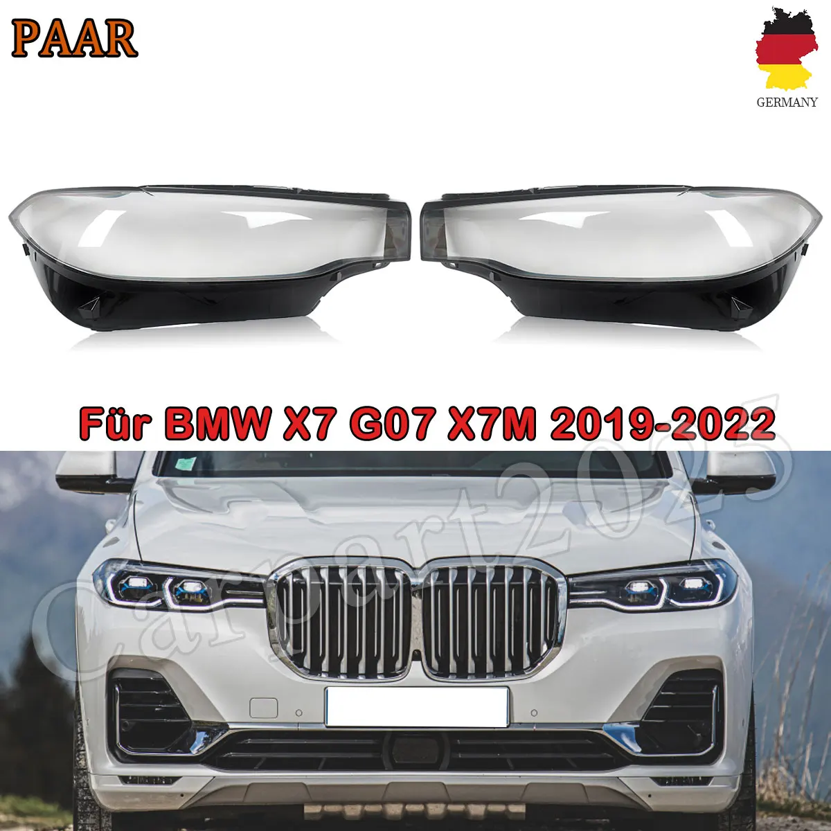 

SAIQINGSP 1 Pair of Headlight Lens Cover For BMW X7 G07 X7M 2019-2022 Left+Right Side Car Accessories Tools