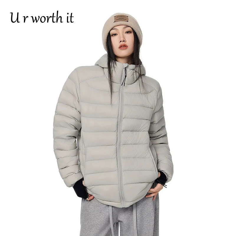 Winter Fashion Lightweight Hooded Puffer Windbreaker Jacket Women Zip Up Solid Warm Cotton Padded Outerwear Quilted Coat Куртка
