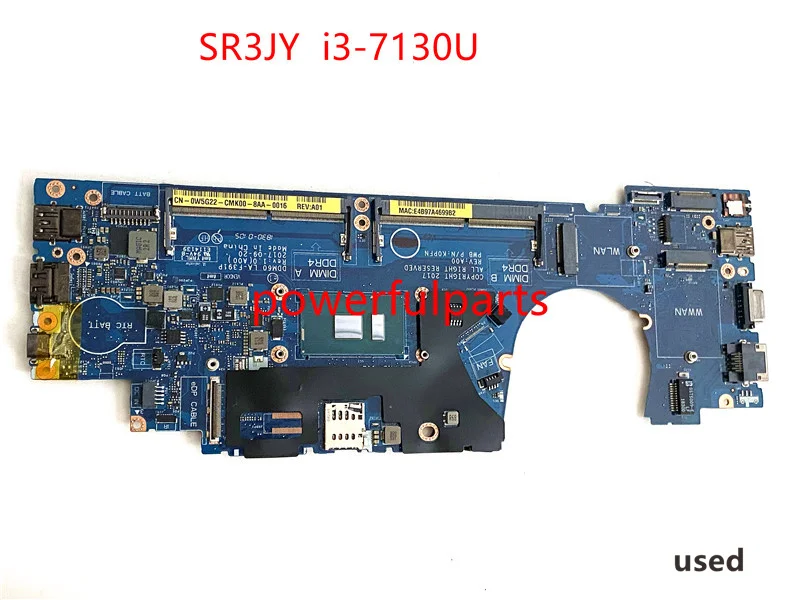 

Working Good For Dell Latitude 5290 Motherboard SR3JY I3-7130U On-Board 0W5G22 CN-0W5G22 DDM60 LA-F391P Mainboard Used Tested Ok