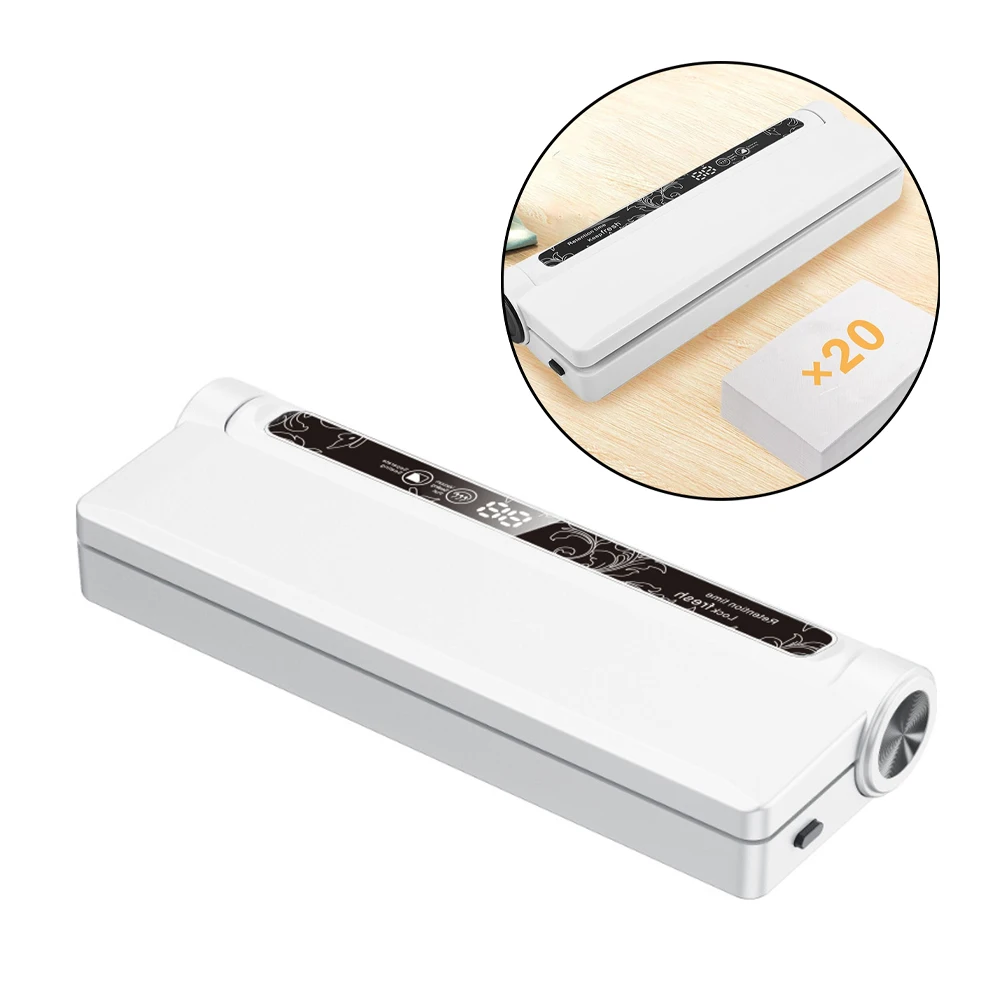 Food Saver Machine Vacuum Sealer Compact Lightweight Design 75KPA Strong Suction Removes Air In 10-15s One-touch Operation