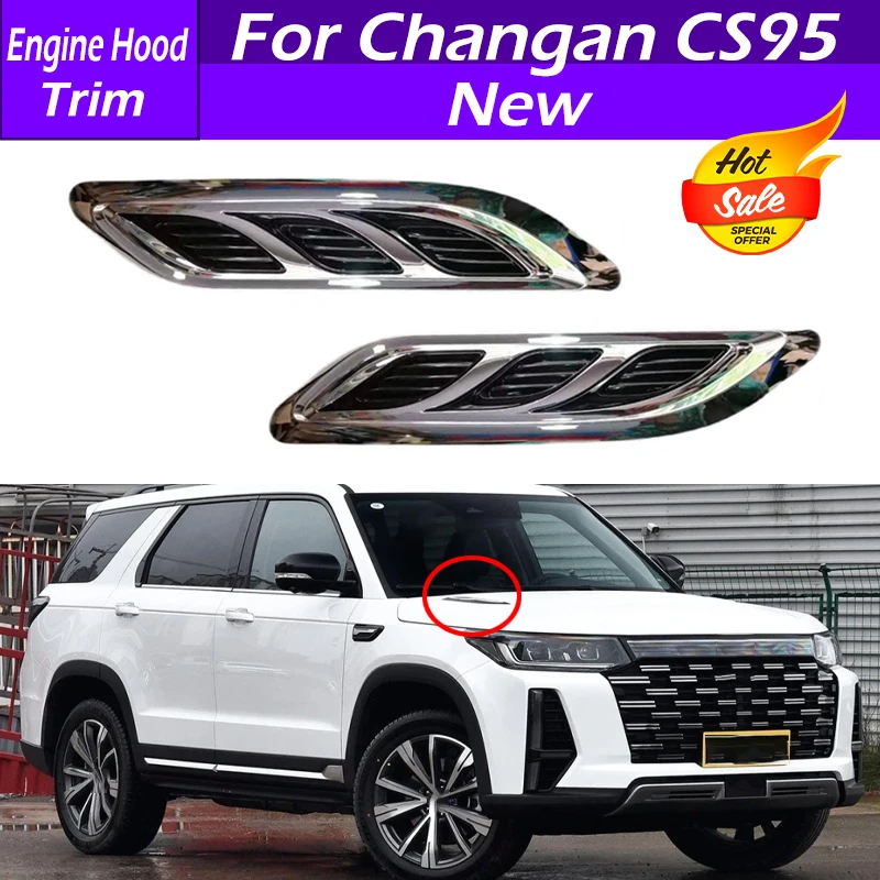 

For Changan CS95 Car Front Engine Hood Trim Cover Hood Bright Strip Engine Top Cover Trim Bonnet Air Vents Car Exterior Parts