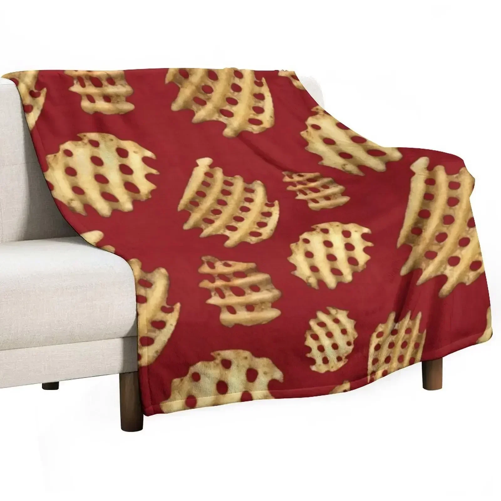 Crunchy Waffle Fries Throw Blanket For Baby halloween Flannel Fabric funny gift Bed linens Plaid on the sofa Blankets
