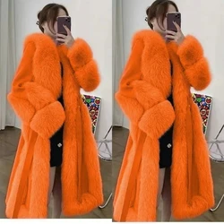 Long Jacket Women Faux Fur Coat 2024 Winter New Long Sleeve Oversized Outerwear Korean Fashion Loose Thicken Warm Wool Coats