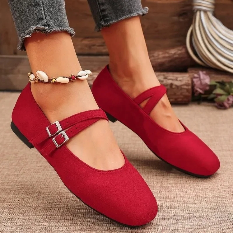 Ballet Flats Women Loafers Barefoot Floors Trend Comfortable Shoes Stylish Red Leisure Leopard Print Color Offer Plus Size 43