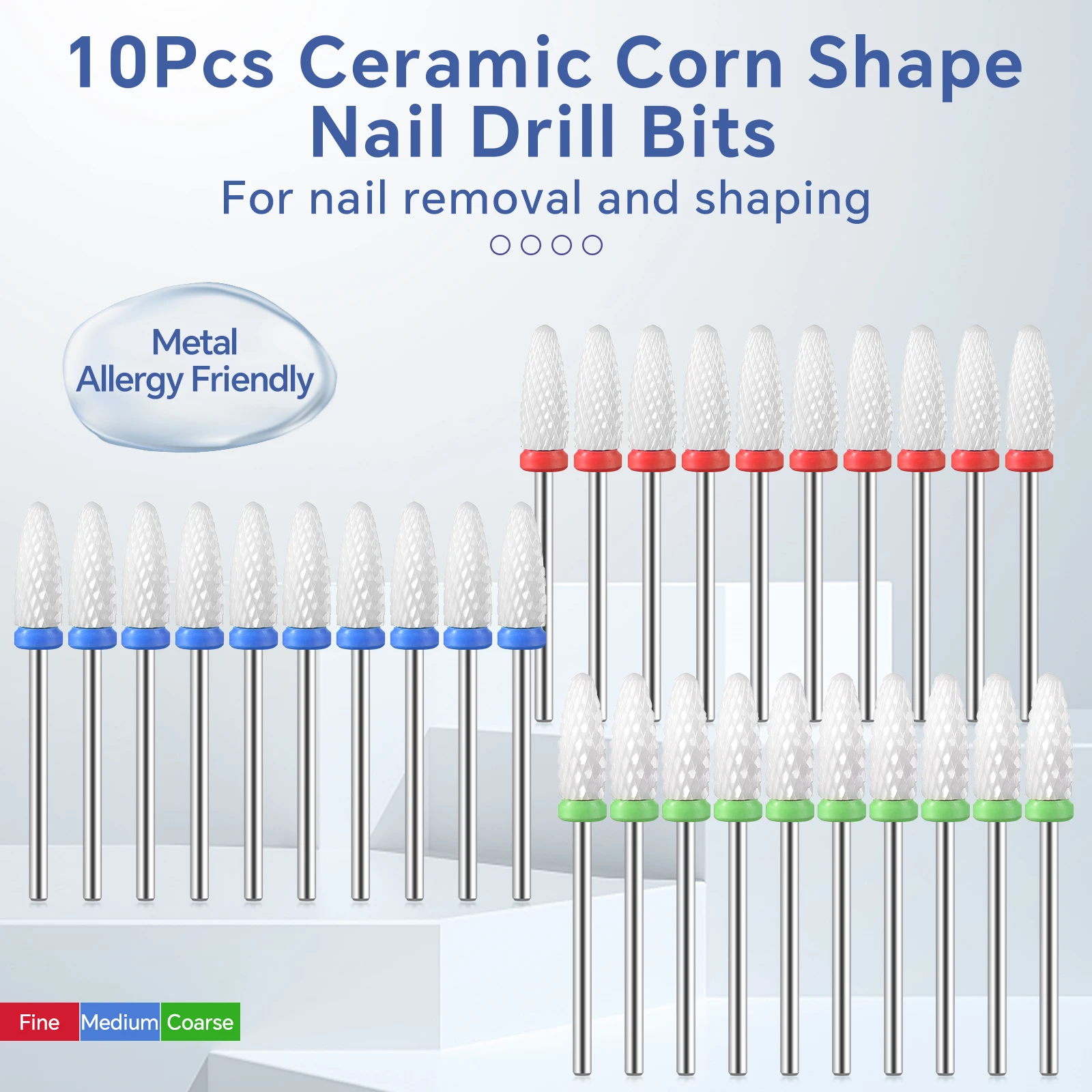 10 stuks keramische nagelboor maïsvorm gel polish remover cutter rode nagelboor cutters set voor manicure elektrische bestanden gereedschap