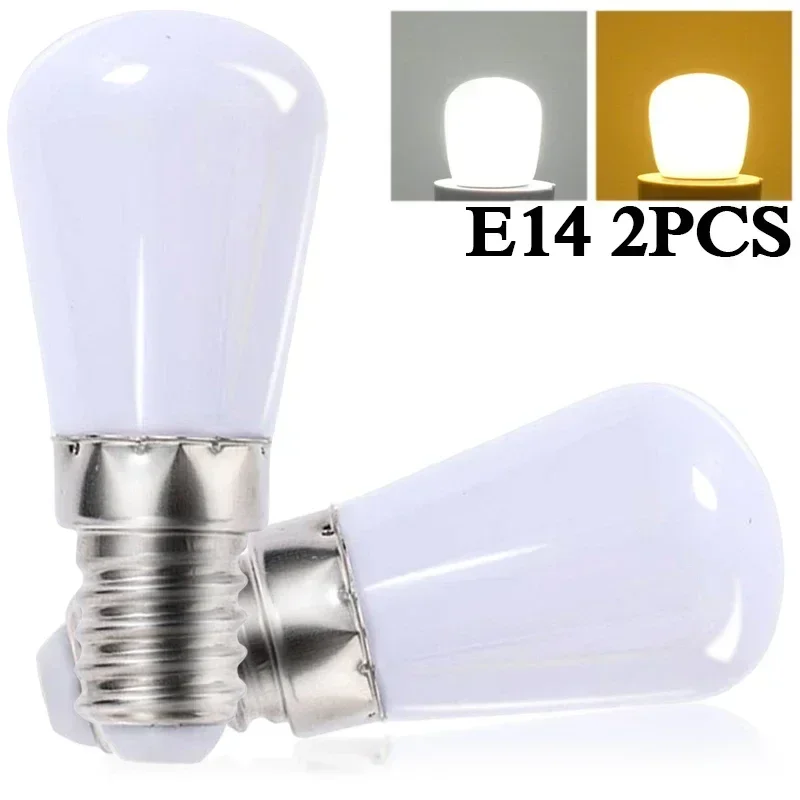 1/2pcs Mini LED Light Bulbs E14 LED Refrigerator White Warm Light Bulbs 220V Fridge Lamp Screw Bulb for Icebox Display Cabinets