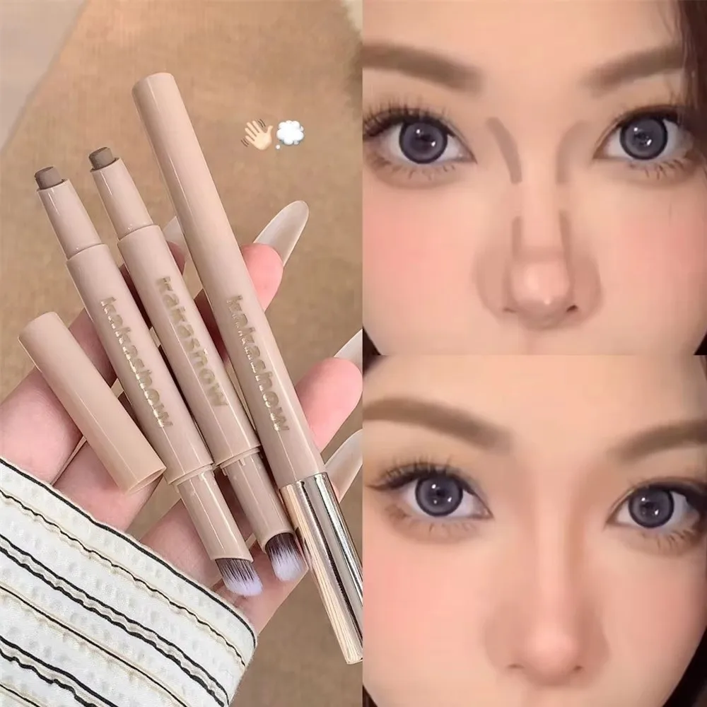 Long Lasting 3D Contouring Pen Waterproof Cream-Textured Facial Contour Stick 2in1 Design Matte Finish Bronzer Stick