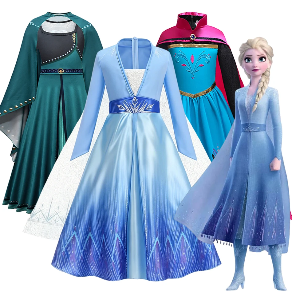 Frozen Elsa Anna Princess Dress  Girls Disney Costume Birthday Party Vestidos Halloween Cosplay Carnival Clothing Kids Dress