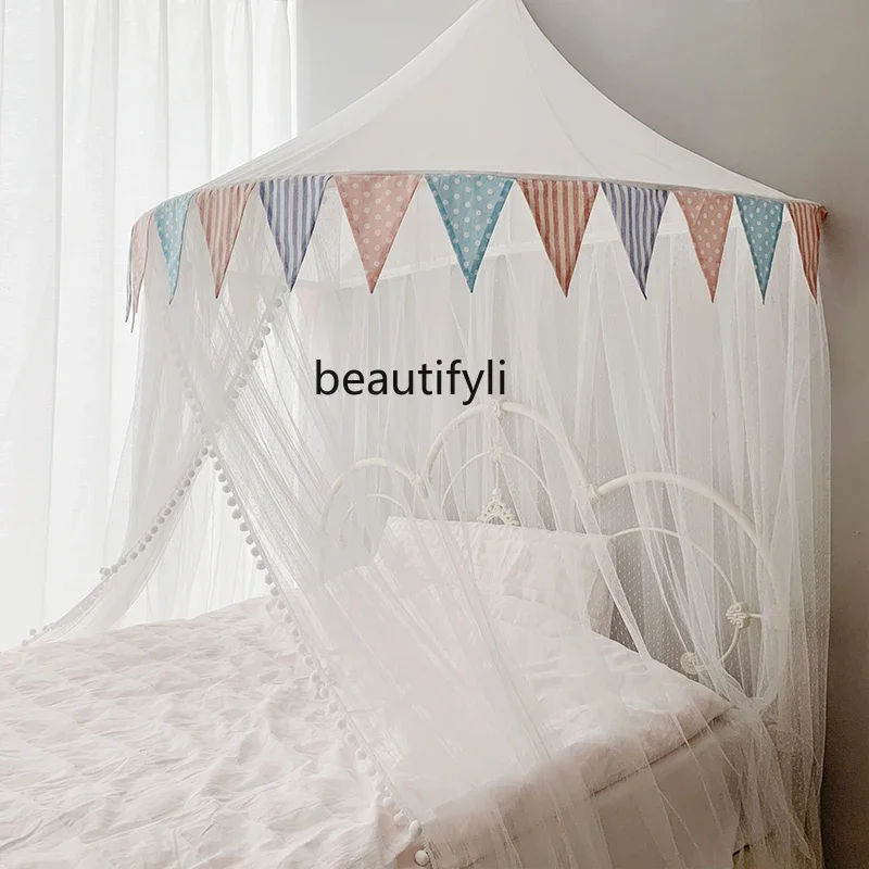 Children's room mosquito net princess wind ins dome hanging net household girl 1.5m 1.8 meters, foldable free installation