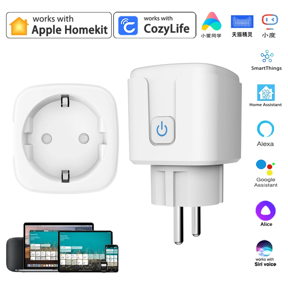 HomeKit WiFi 16A EU Smart Socket Electricity Viewin 90~255V Remote Control Timer Plug Works With Alexa Google Apple Siri