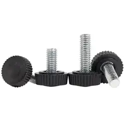 M4 M5 M6 Black Round Head Handle Hand Screw Round Knurled Screw Plastic Tighten Bolt Nuts Knob Carbon Steel
