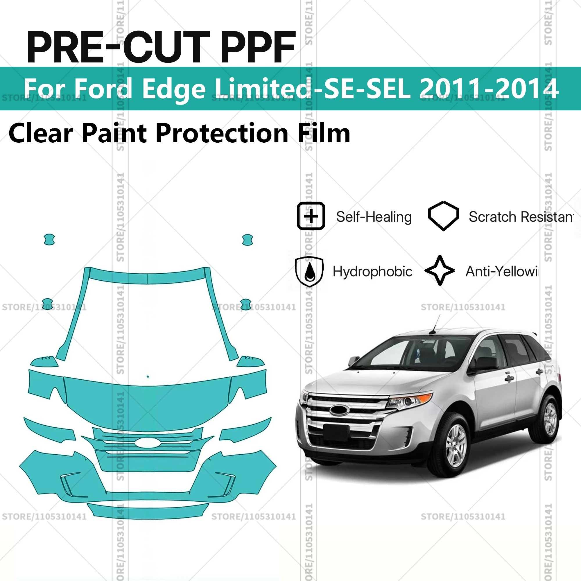 For Ford Edge Limited-SE-SEL 2011-2014 Pre-Cut Paint Protection Film PPF Transparent Car Film Automotive PPF Front Kit