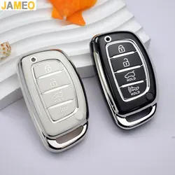 Fashion TPU Car Key Cover Keychain for Hyundai Ix35 Ix45 I10 I30 I40 Tucson Santa Fe Rena Sonata Elantra Creta 4 Button Key Case