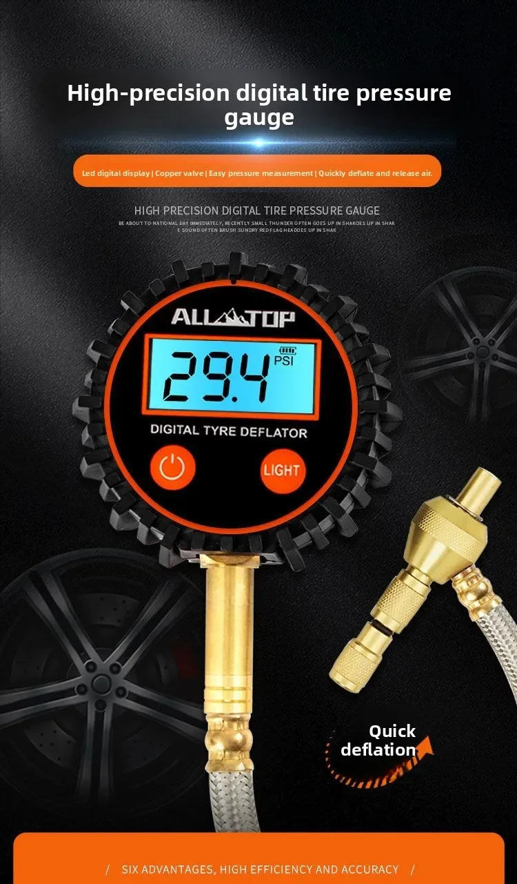 NEW High-precision Automotive Digital Display Electronic Tire Pressure Meter Tire Pressure Special Monitor Deflation Meter