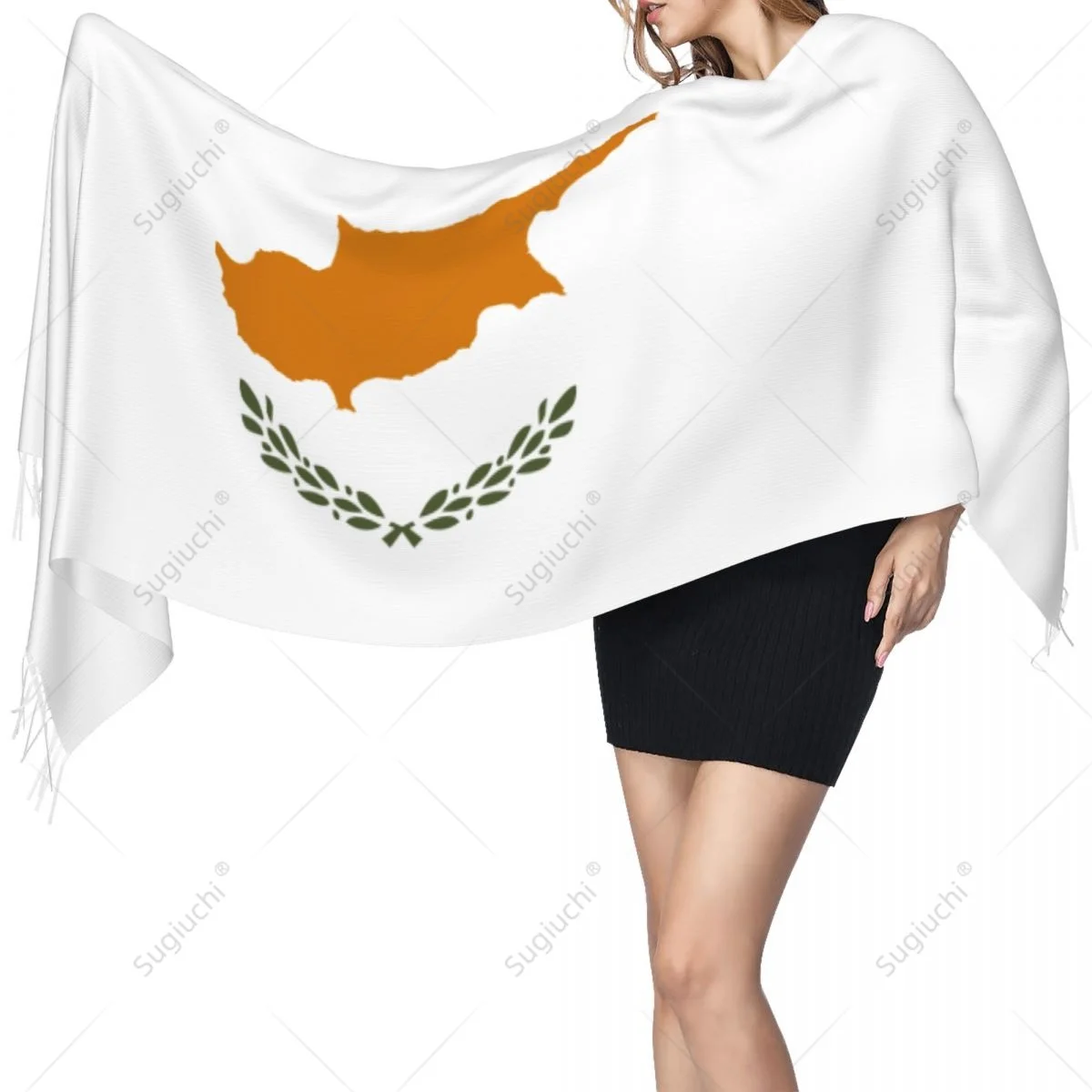 Cyprus Flag Cypriots Scarf Pashmina Warm Scarves Shawl Wrap Hijab Spring Winter Multifunction Unisex