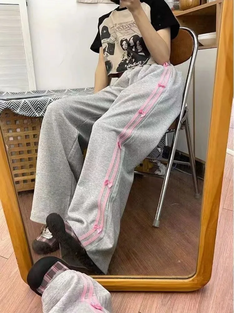 Houzhou Harajuku Zwart Gestreepte Joggingbroek Vrouw Y 2K Vintage Jogger Broek Baggy Koreaanse Mode Broek Streetwear Casual Lente