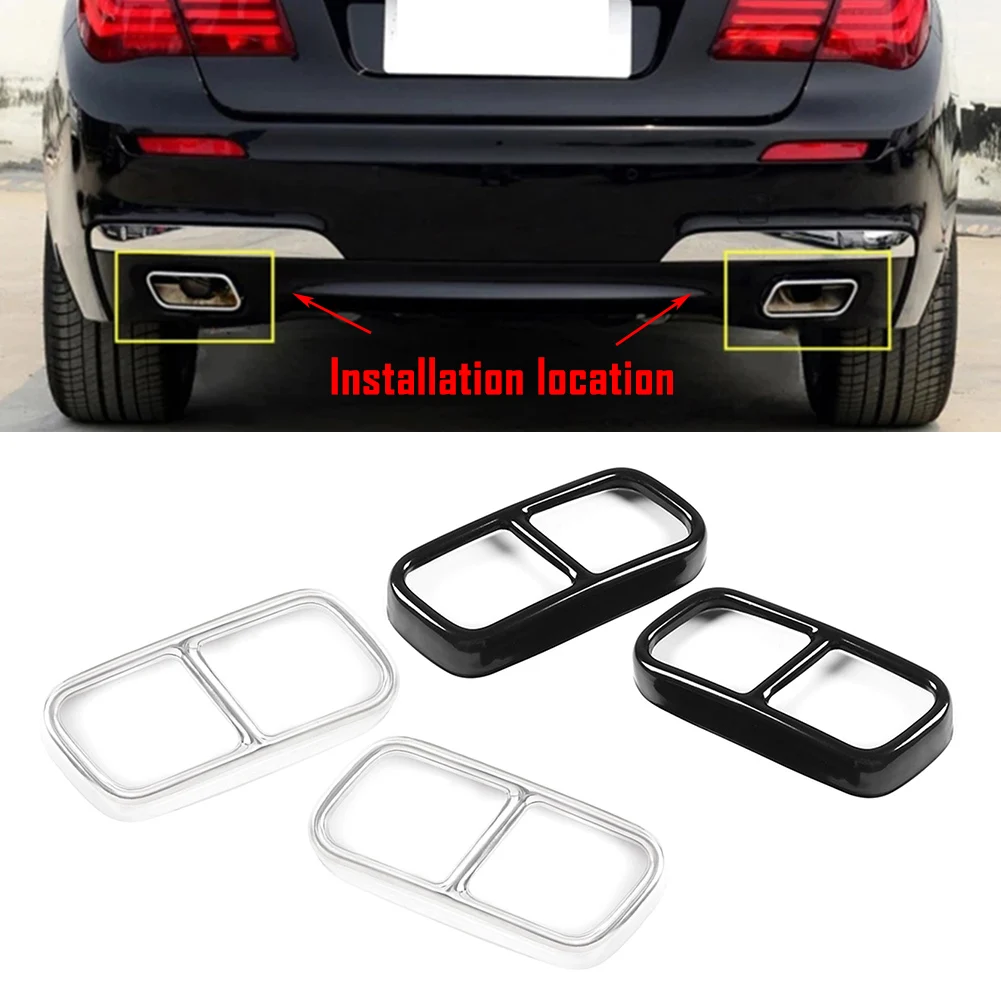 

Auto Tail Muffler Exhaust Pipe Output Cover Decor Trim For BMW F01 7 Series 730i 740i 750i 760i 2009 2010 2011 2012 2013 2014