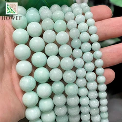 Smooth Light Green Chalcedony Stone Round Loose Beads Natural Stone DIY Bracelet Necklace For Jewelry Making 15'' 4/6/8/10/12mm