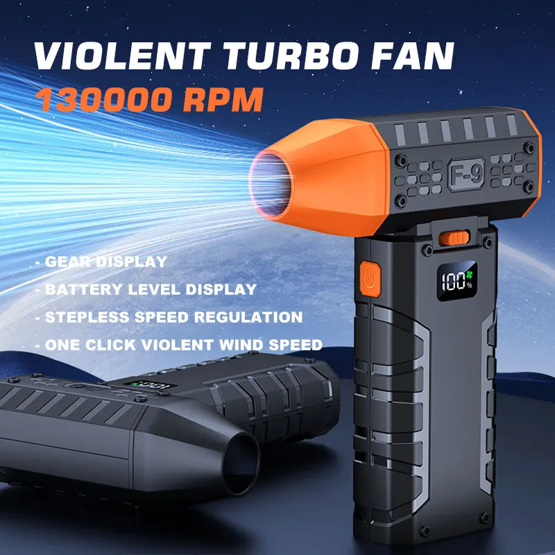 13000RPM Violent Turbo Fan High-Speed Portable Air Blower Brushless Powerful Dust Blower 6000mAh Type-C Charging Camping Fan