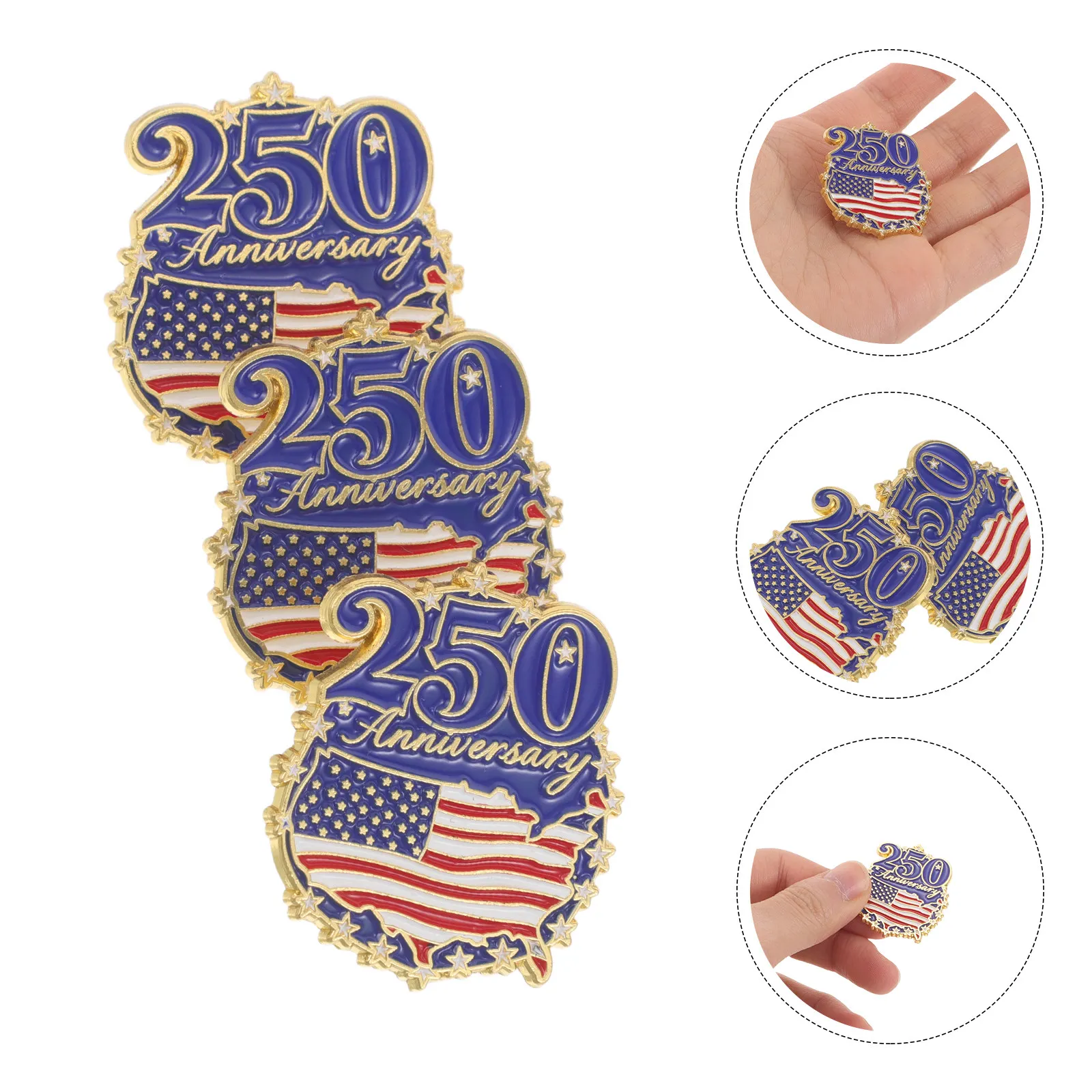 5Pcs Usa Flag Pins Patriotic Brooches 250Th Anniversary Lapel Pins Metal American Flag Badge Independence Day Usa