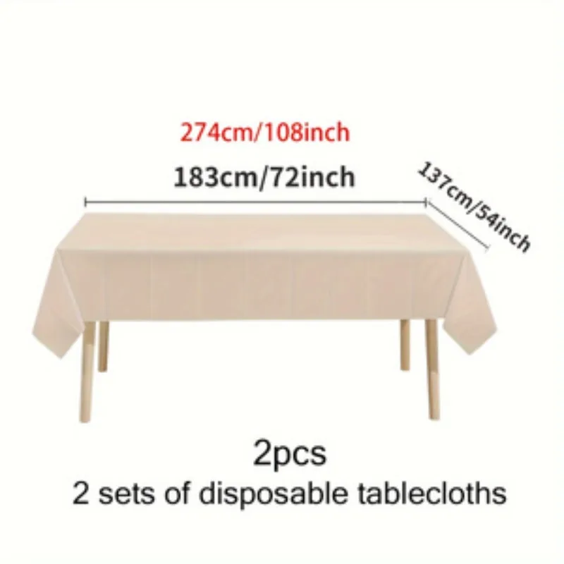 2pcs Elegant PEVA Tablecloth 137×274cm, Waterproof Disposable Cover for Wedding, Banquet, Holiday Dinner & Bridal Shower
