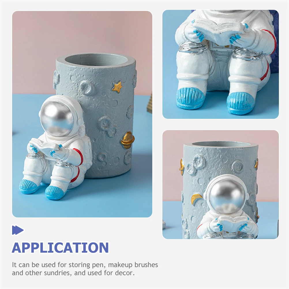 

3D Resin Astronaut Pen Holder Cup for Desk Space Creative Office Home Decor Kids Room Gift Pencil Makeup Brush Holder Spaceman