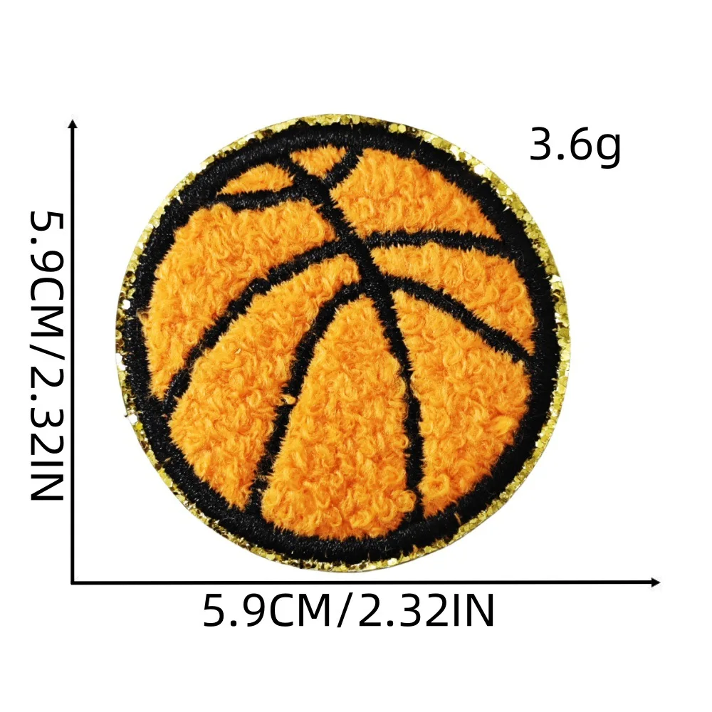 1pc Iron On Clothing Patch Embroidery Chenille Gold Glitter Edge Stickers DIY Basketball Football Baseball Patches Badge Sewing