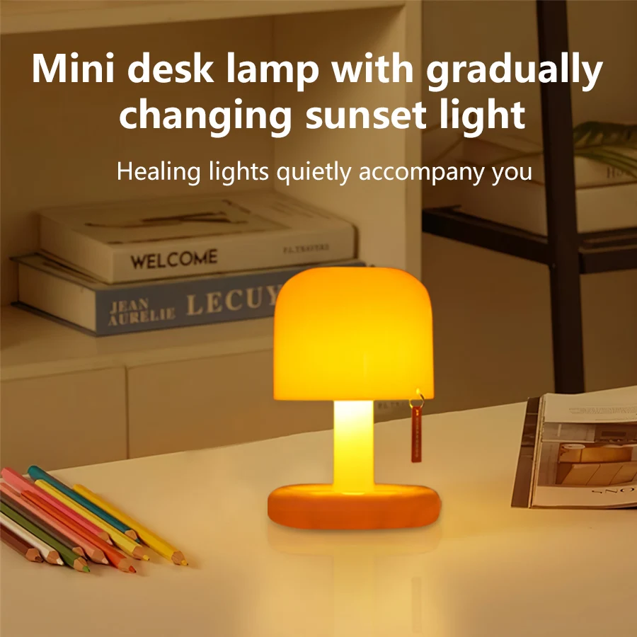 

Mini Desktop Sunset Night Lamp Rechargeable Touch Table Lamp Bedside LED Night Light for Coffee Bar Home Atmosphere Decor Lamp