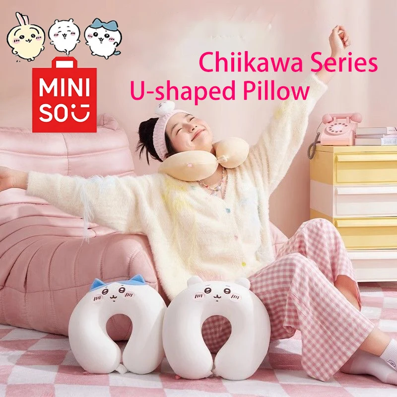 

НОВАЯ серия Chiikawa MINISO U-образная мультяшная Усаги, милая Hachiware, дорожная подушка для шеи, защита для шеи, портативный удобный подарок