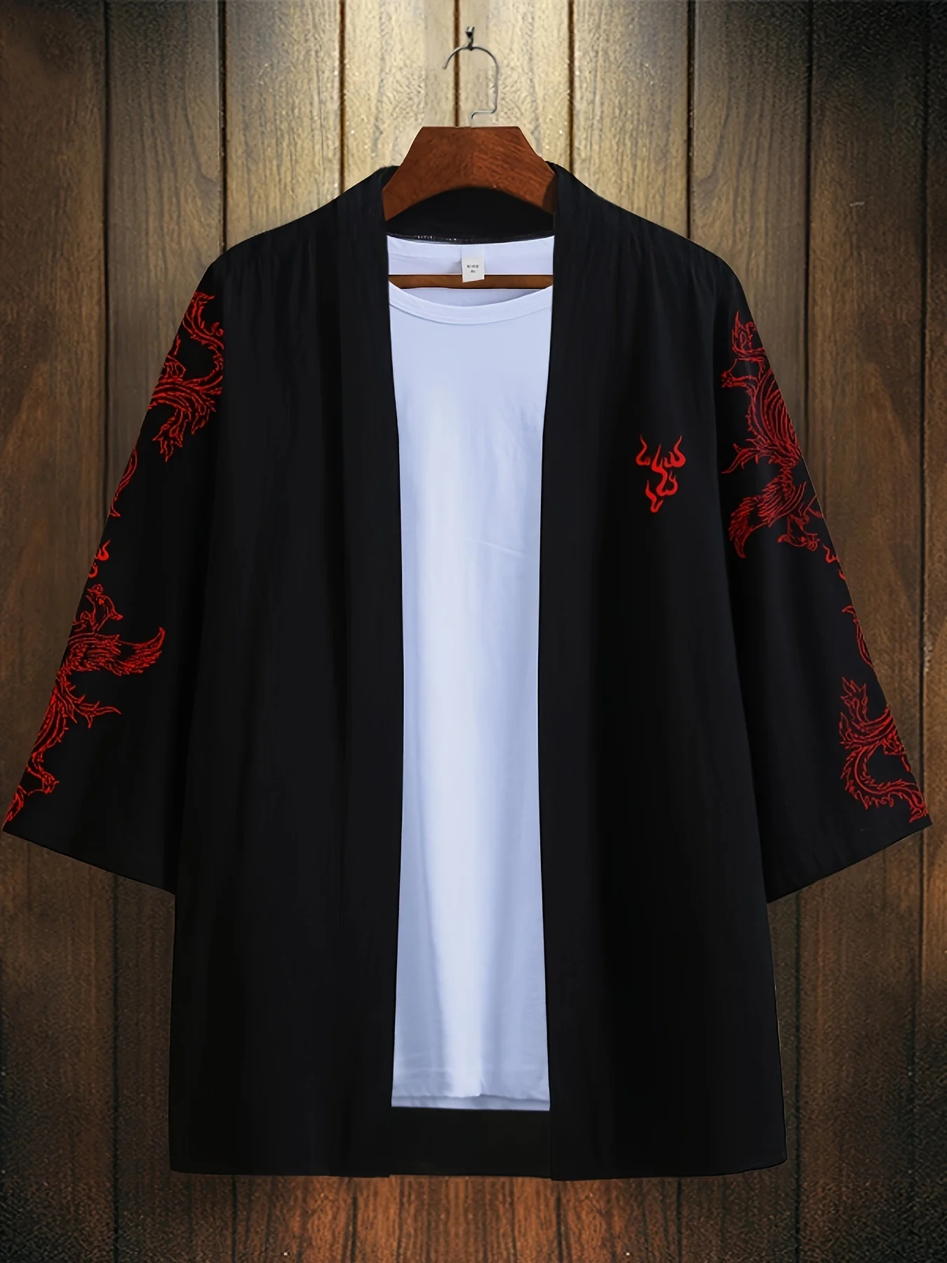 apanese Kazahara old style retro simple feather weaving Dao robe men's coat Chinese style phoenix pattern cape kimono shirt impr