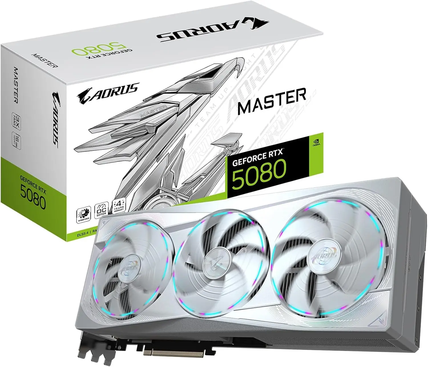 

Видеокарта RTX 5080 Master ICE 16G, система охлаждения WINDFORCE, 16 ГБ 256-бит GDDR7, GV-N5080AORUSM ICE-16GD