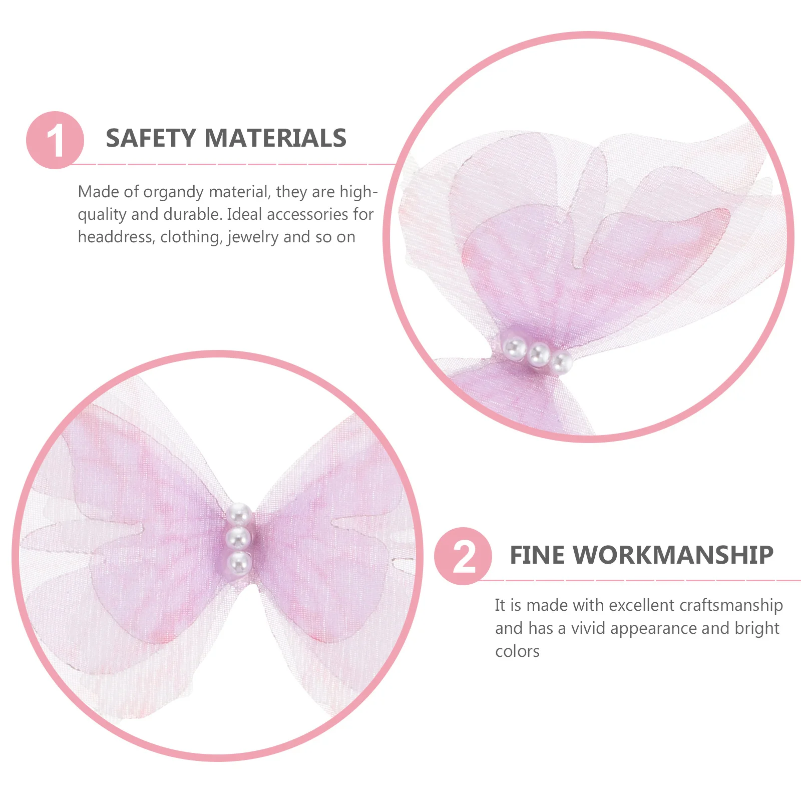 

10Pcs DIY Organdy Butterfly Patches Clothing Appliques for Hair Clips Earrings Headband Bag Decorations Patches