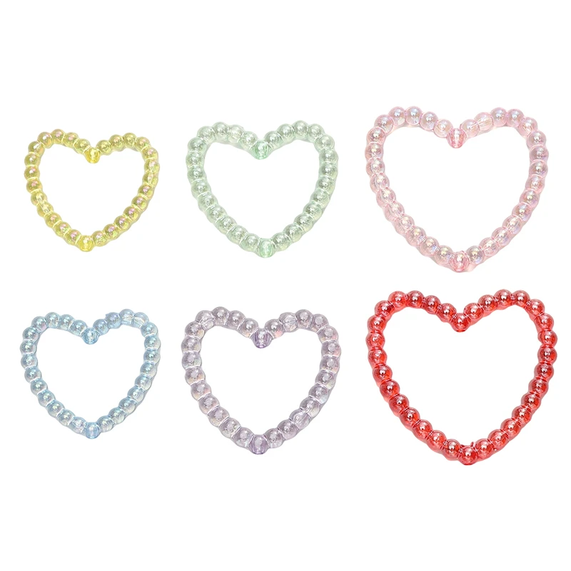 5-10pcs/lot Hollow Love Heart Shape Acrylic Beads About 9-10g Colorful Acrylic Loose Beads Handmade Making Necklace Materials
