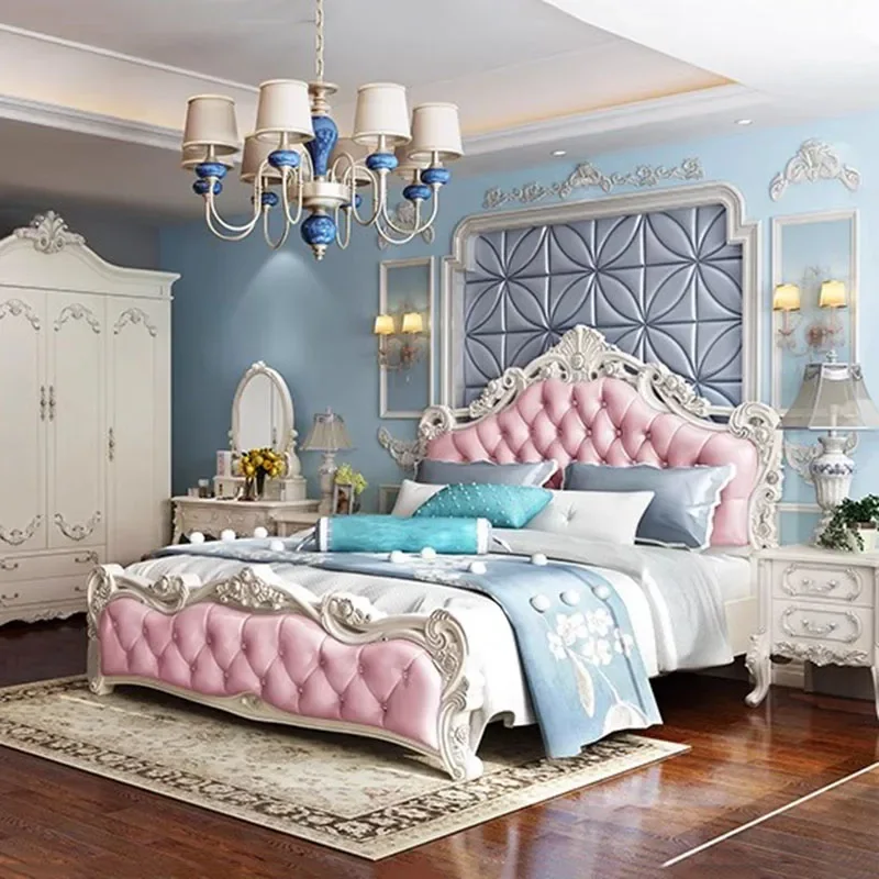 

Luxury Queen Kids Double Bed Modern Whitr King Headboard Frame Double Bed Girl Sleeping Letti Matrimoniali Bedroom Furniture